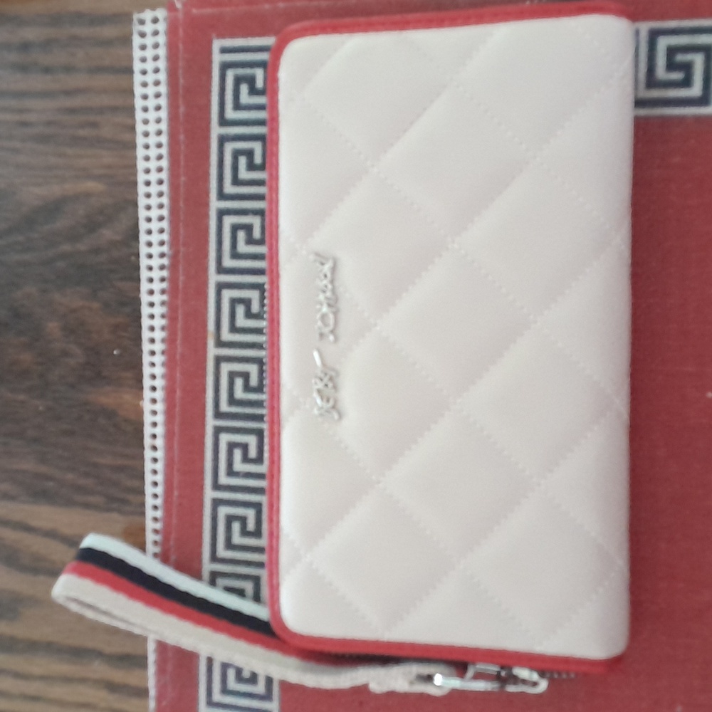 Betsey Johnson Cream and Red Clutch Wristlet